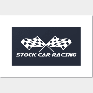 Stock Car Racing white chequered flag Posters and Art